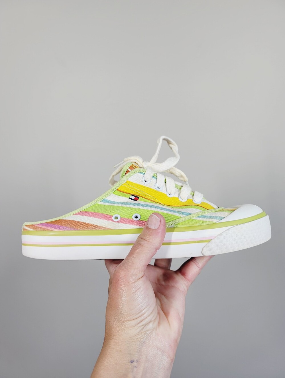 Tommy Girl Striped Slip-On Sneakers, Size 8.5